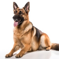 German Shepherd Dog dog isolated on white background. Generative AI