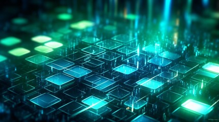 Abstract futuristic computer digital neon design wallpaper. Generative AI