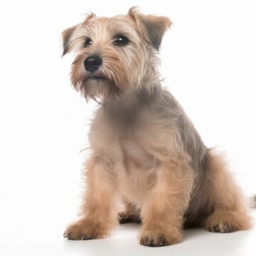 Glen of Imaal Terrier dog isolated on white background. Generative AI