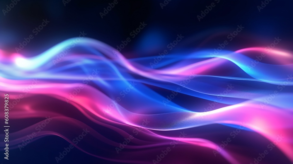 Poster abstract futuristic backgrround with glowing neon lights. lines and curves. generative ai