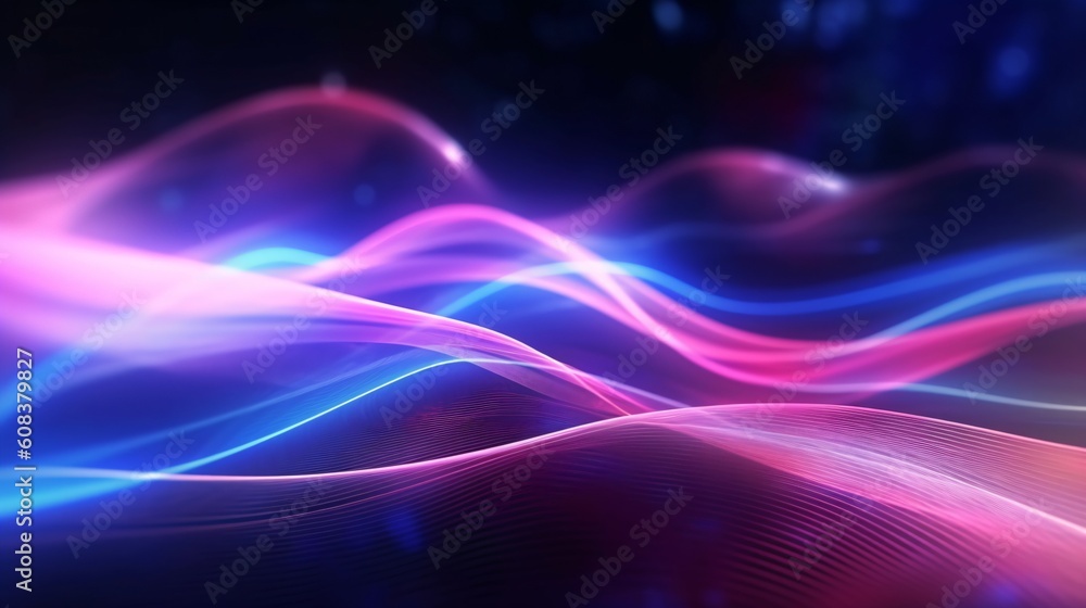 Poster abstract futuristic backgrround with glowing neon lights. lines and curves. generative ai