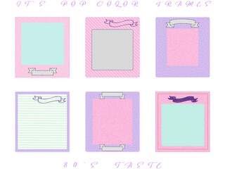 メッセージカード素材【ポップな飾り枠のイラスト】80s(・&forall;・)