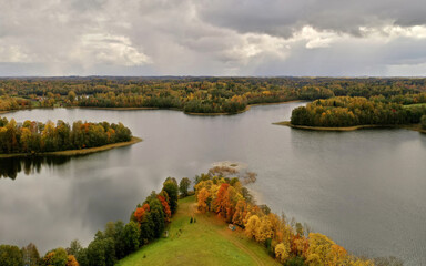 Fototapeta na wymiar Landscape Latvia, in the countryside of Latgale. By Lake Cārmanis.