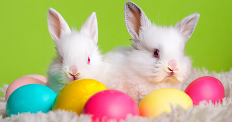 bunny Easter fluffy baby rabbit or new born rabbit. baby cute rabbit or new born adorable bunny. Easter Bunny.  Symbol of Easter day.