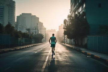 Foto auf Glas Person in city jogging © XtravaganT