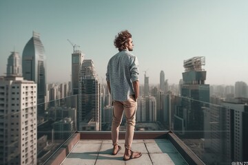 Fototapeta na wymiar Man overlooking city