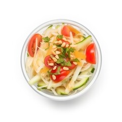 Thai Green Papaya Salad isolated on white background. Generative AI
