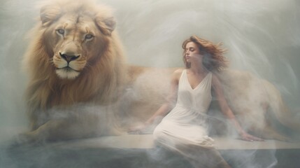 Woman with lion