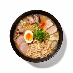 Asahikawa Ramen Shoyu based isolated on white background. Generative AI
