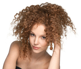 Young beauty sexy fashion girl with curly hair