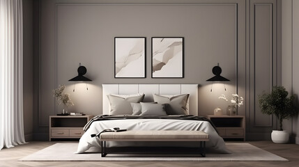 Minimalist Interior of modern living room 3D rendering, generative ai