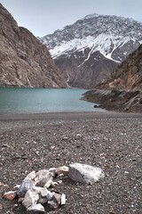 The Seven Lakes near the Uzbek border in Tajikistan - 608382414