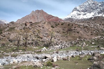 The Fann Mountains  in western region of Tajikistan - 608382446