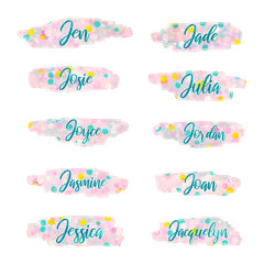 girl names that start with letter J, stickers, Jen, Jade, Josie, Julia, Joyce, Jordan, Jasmin,...