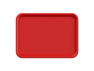 Empty red plastic tray. Isolated. Transparent background. 3d illustration.
