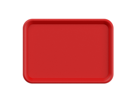 Empty red plastic tray. Isolated. Transparent background. 3d illustration.