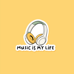 Obraz premium Colorful hand drawn headphones stickers