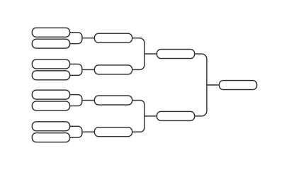 8 team tournament bracket. Black line championship template. Vector isolated illustration