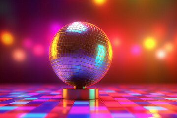 Fototapeta na wymiar disco ball with lights generative ai