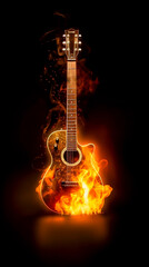 Obraz na płótnie Canvas Burning guitar. AI Generated
