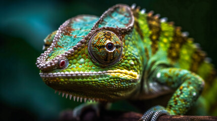 Fototapeta premium Colorful Chameleon. Generative AI