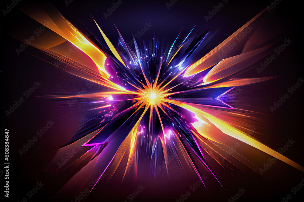 Poster abstract colorful background with radial rays. generative ai
