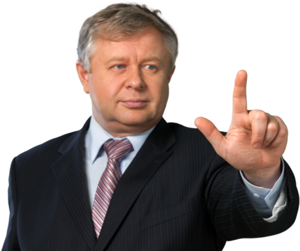 Business man in touch in a virtual screen