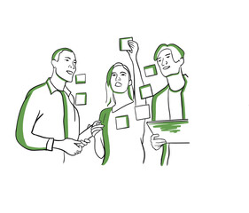 Vector illustration. Business people working together