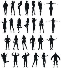 Human woman and man body icon line vector for web and applications