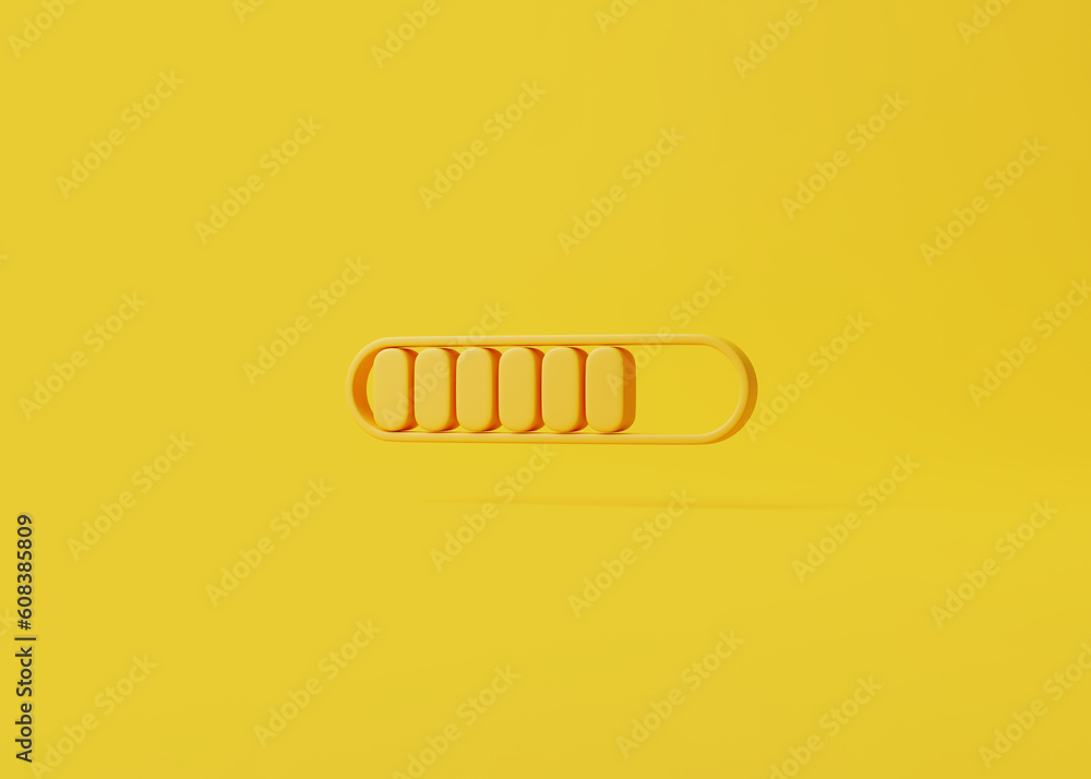 Poster Minimal progress bar part symbol on yellow background. Loading concept. 3d render illustration