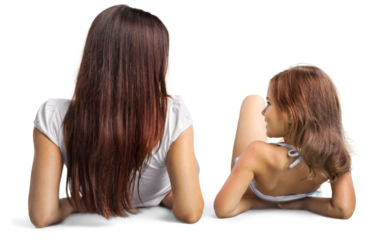 Young Mother And cute Daughter sunbathing