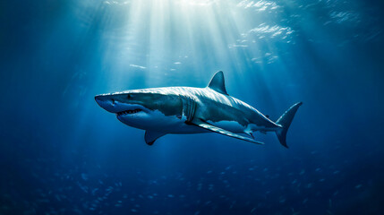 Fototapeta premium Capturing the Megalodon Shark. Generative AI