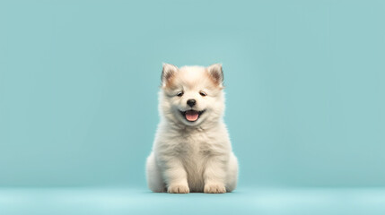 Minimalist Happy Puppy. Blissful Pup.  AI Generated