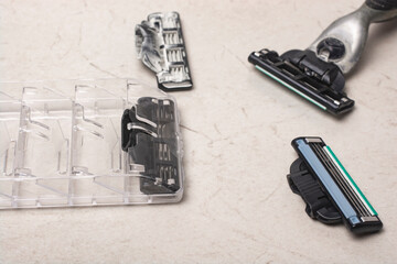 Razor with replaceable cassettes. Razor on the table