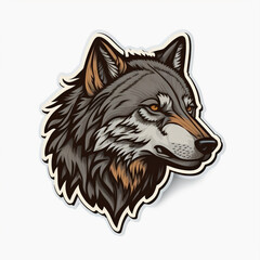 Naklejka premium Striking Wolf Sticker with Wilderness Vibes and Vibrant Background, Generative AI