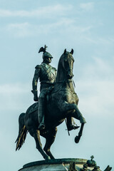 Fototapeta na wymiar Ancient monument of the emperor on horseback.