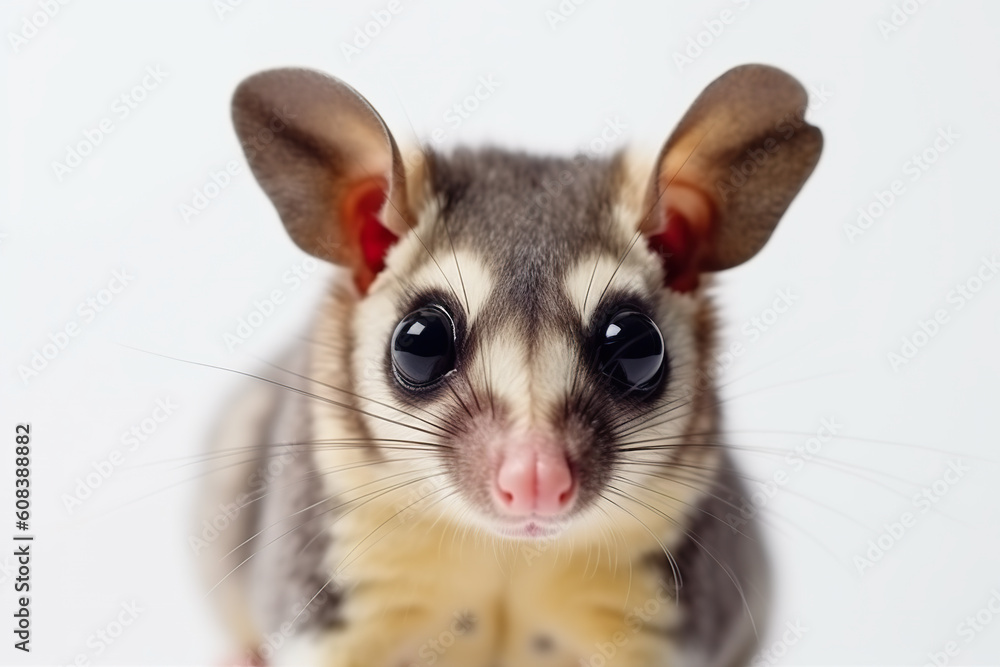 Poster a close up of a sugar glider possum on a table. generative ai.