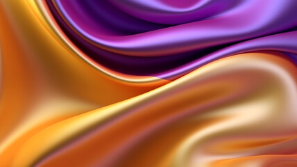 Obraz premium Abstract Background with a Mesmerizing Gold and Purple Gradient Silk Fabric. Generative AI