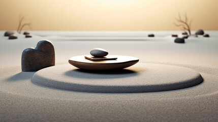 Zen Garden Delight.  Minimalistic Harmony.  Simplicity Bliss. AI Generated
