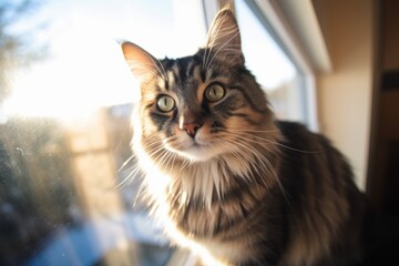 Portrait of a cute cat looking away. Generative AI