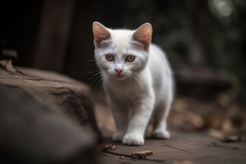 Portrait of a cute cat looking away. Bambino cat.Generative AI
