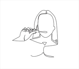 Continuous line drawing  brush teeth vector illustrator