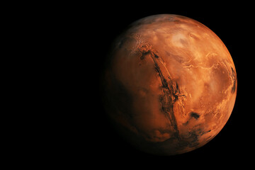 Obraz na płótnie Canvas Planet Mars on a dark background. Elements of this image furnishing NASA.