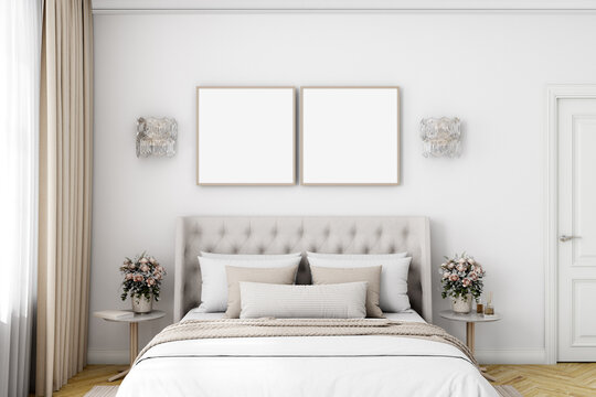 Bedroom frame mockup modern interior