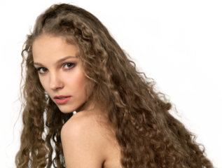 beautiful young girl with long curly hairs
