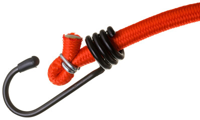 rescue towing belt with a metal hook on a fabric background