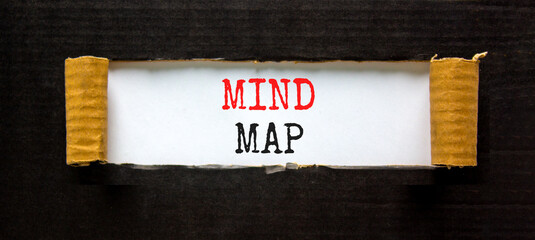 Mind map symbol. Concept words Mind map on beautiful white paper on a beautiful black background. Business, support, motivation, psychological and mind map concept. Copy space.