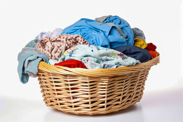 Laundry basket with clothes, generative ai