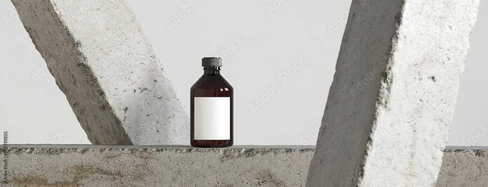Poster minimal abstract mockup background for product presentation. concrete geometric podium on white back