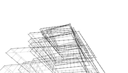 Modern architecture building 3d rendering